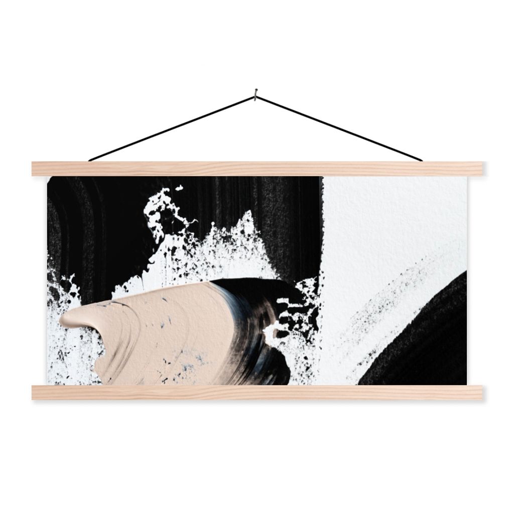 MuchoWow Textilposter Malerei - Abstrakt - Design 120x60 cm mit holzfarbenen Rahmen - Klemmleiste