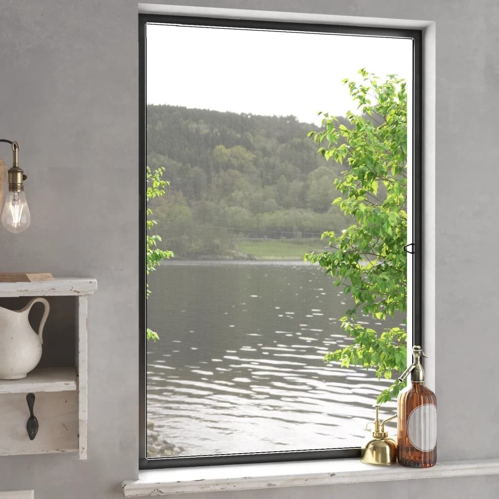 Design Möbel Insektenschutz für Fenster Anthrazit 90x120 cm - 2024 Neu