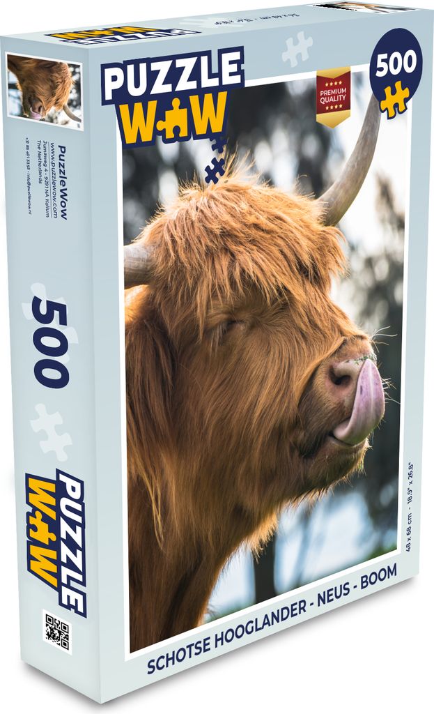 MuchoWow Puzzle 500 Teile Schottischer Highlander - Nase - Baum - 500 Teile - Kinder - Selberbauen - Puzzlespiele
