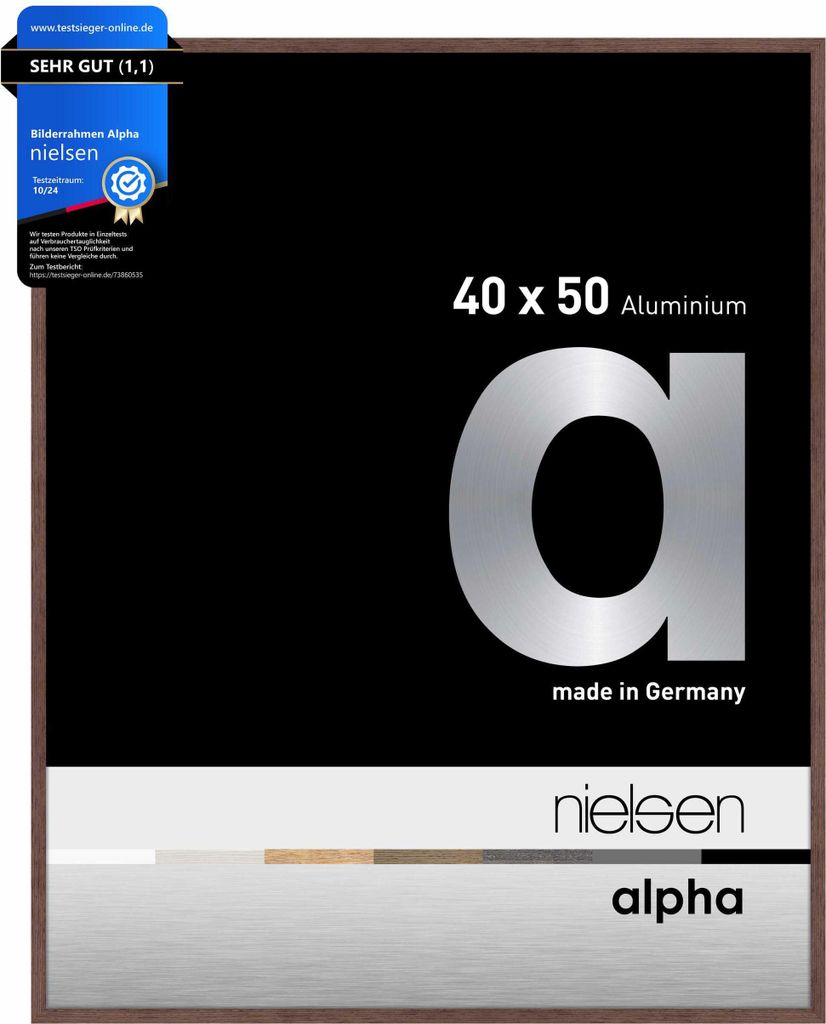 nielsen Aluminium Bilderrahmen Alpha, 40x50 cm, Wengé Hell