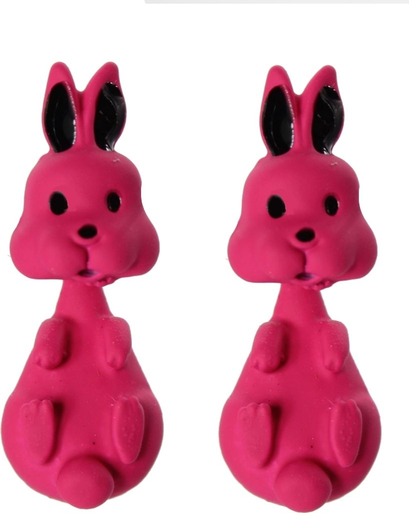 3D Hase Ohrstecker Ohrringe in der Farbe Pink