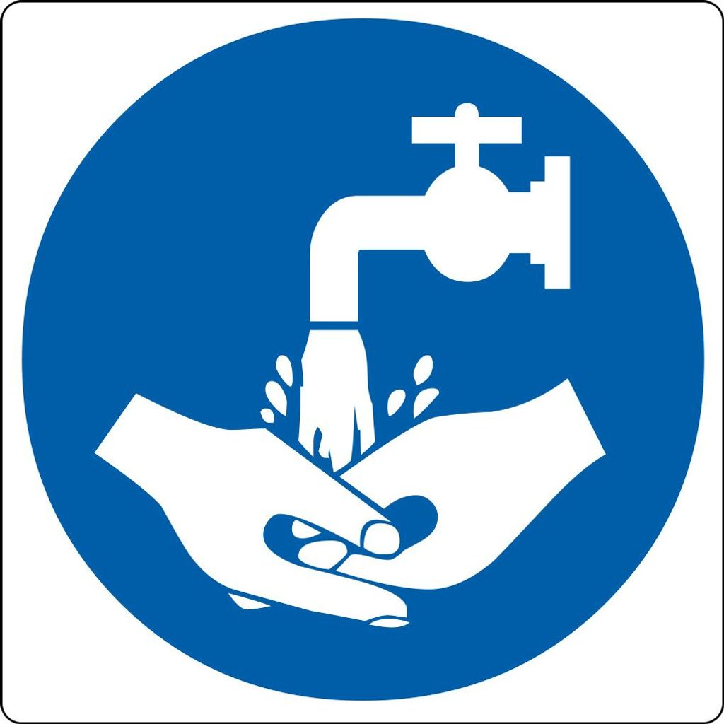 Bodenpiktogramm für "Handwäsche benutzen" Weiß & Blau 200 mm x 200 mm x - Weiß & Blau - Glatt - Polyvinyl chloride (PVC) - 0,99 mm - Innenberei...