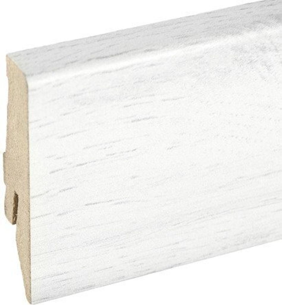 2,5m Sockelleiste Bodenleiste Leiste MDF 58x18mm EICHE WEISS 2,5m