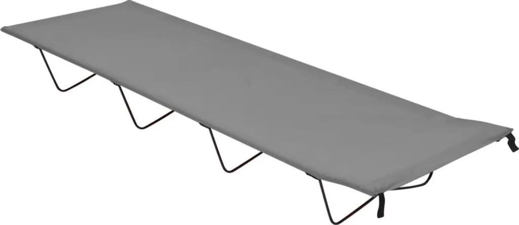 Lit de camping 180x60x19 cm en tissu Oxford gris et cadre acier stable