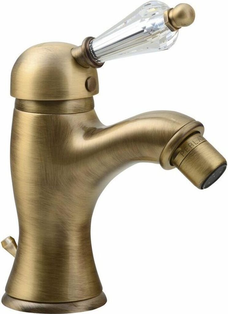 KIRKÉ CRYSTAL Bidetarmatur mit Ablauf, Bronze mit Kristall-Griff