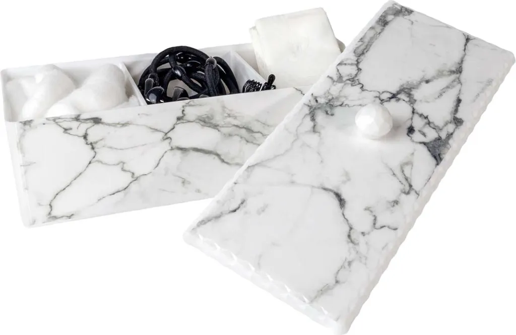 Organizer Intirilife Effetto Marmo - Contenitore 3 Scomparti Design