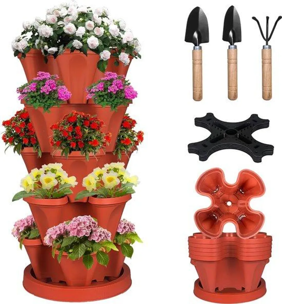 Jardin vertical autoportant pour balcon, potager à étages pour herbes