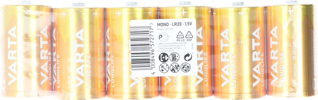 [KL] 3x Varta Longlife Alkaline Mono D 2er Blister Immagine del prodotto 
