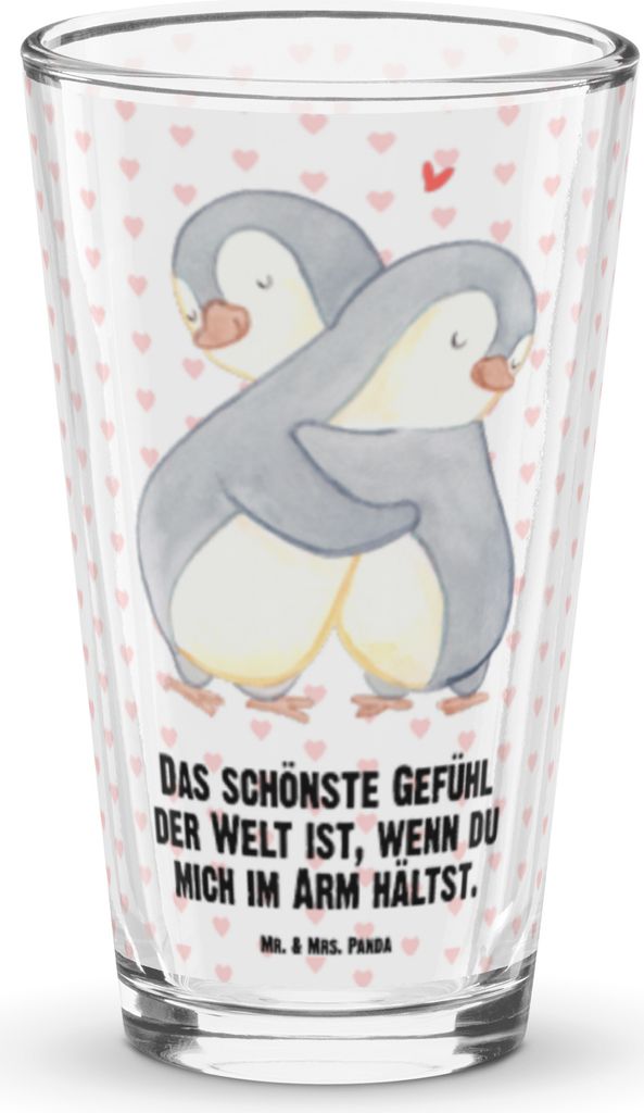 Mr. & Mrs. Panda Glas Pinguine Kuscheln - Transparent - Geschenk, für Männer, Cocktailglas, Valentinstag, Hochzeitstag, Frauen, Freundin, Pint, B...