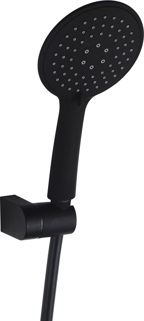 Luzzo Flat Shower Set - Duschkopf mit Schlauch und Wandhalterung - Schwarz