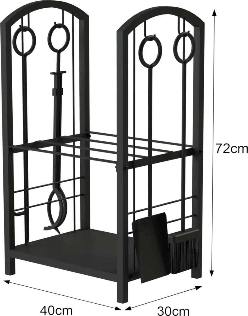 Fini le désordre avec ce range-bûches 72 cm en métal et son serviteur - 2