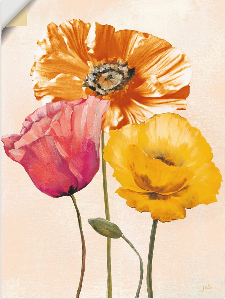 ARTland Wandbild, selbstklebend Bunte Mohnblumen II Größe: 60x80 cm