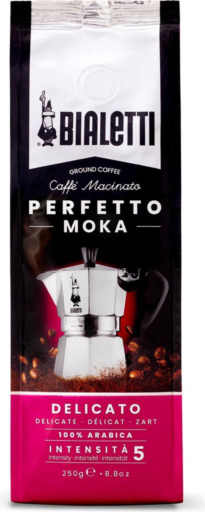 Bialetti Perfetto Moka Zart 250 g, 250 g, Leichte Röstung, Kaffee, 100% Arabica, Tasche