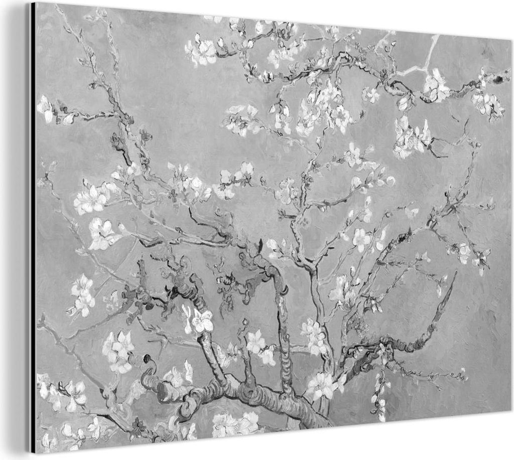 MuchoWow Wanddekoration Metall Metallbild Wandkunst 120x80 cm Mandelblüte - Kunst - Van Gogh - Grau MuchoWow Aluminium Gemälde - Alu Bild