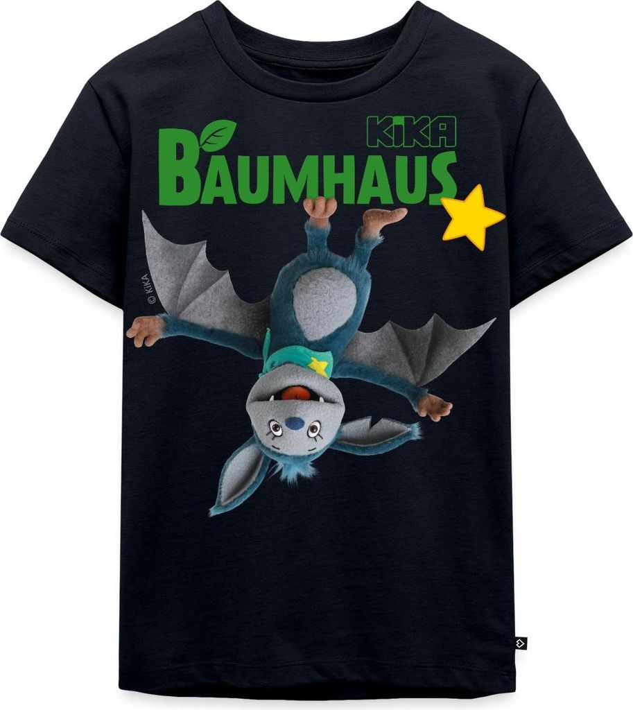Spreadshirt KiKA-Baumhaus mit Fidi Hängt vom Logo Kinder Premium T-Shirt, 122/128 (6 Jahre), Navy