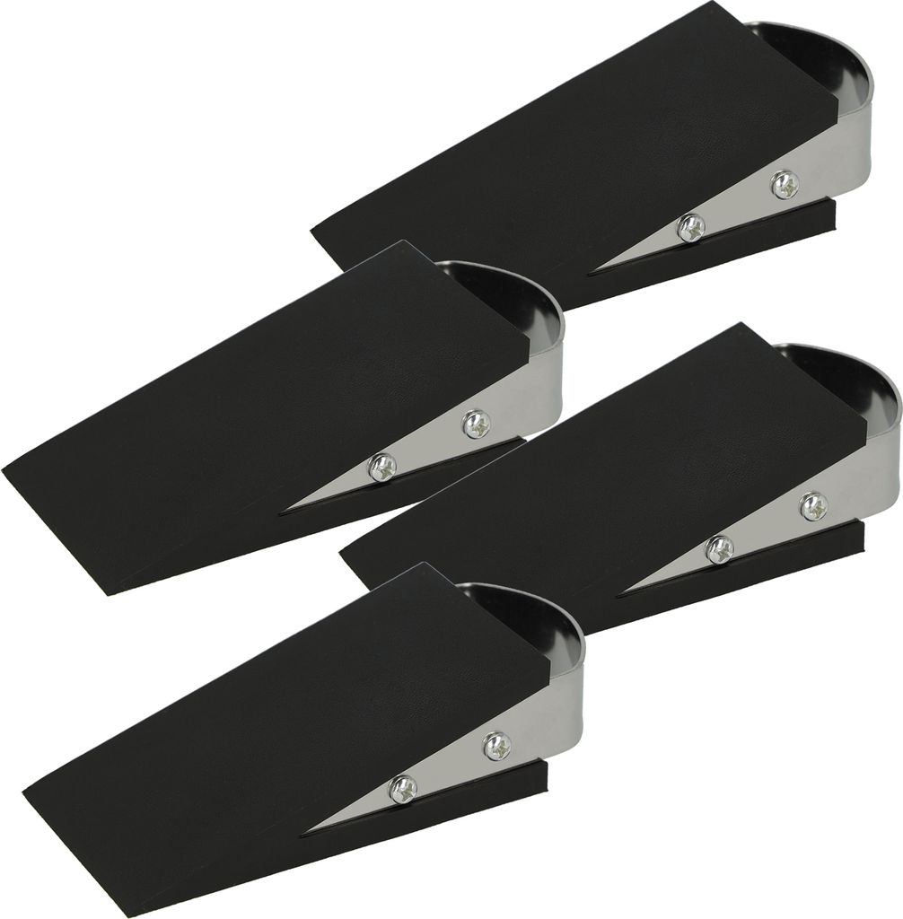 Westcott Türstopper in Keilform Schwarz 4 Stück | Gummi Türstopper mit Edelstahl Griff | Rutschfeste Unterfläche | Passend für alle Türen und...