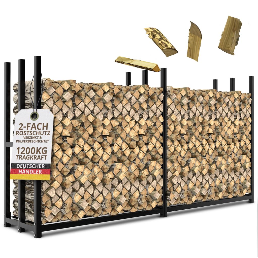 Kaminholzregal außen Metall 223x50x115 cm für 25cm Produktbild 