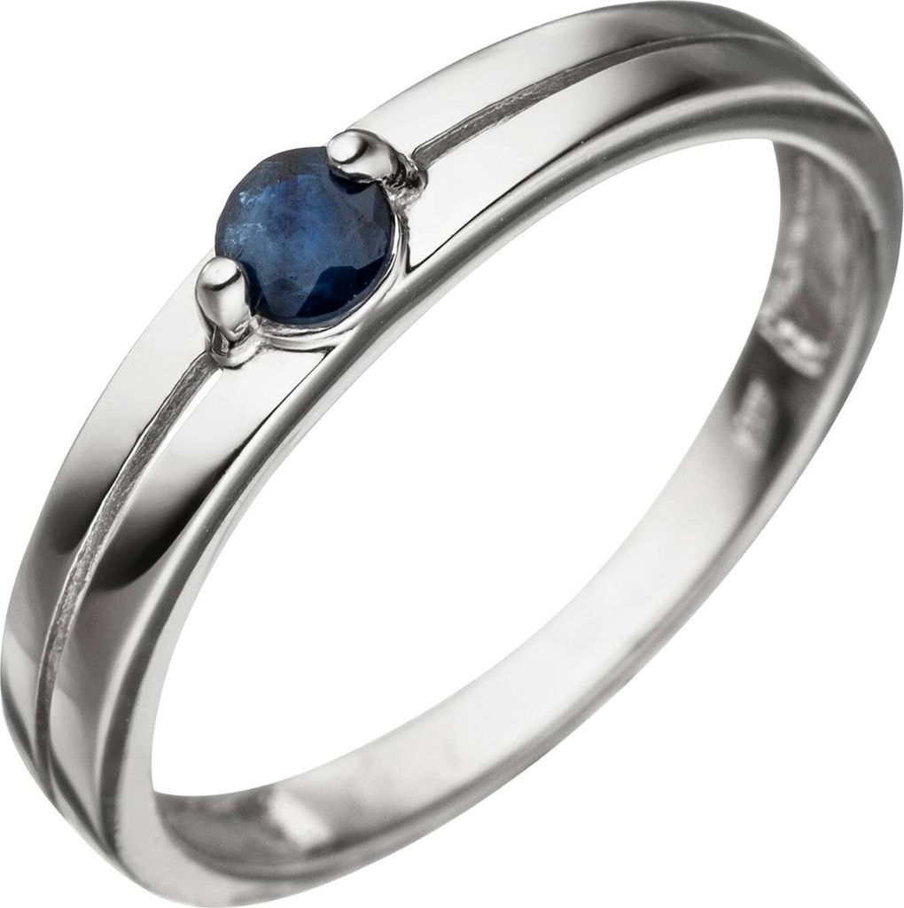 Gr. 54 Damen Ring 333 Gold Weißgold 1 Safir blau Produktbild 