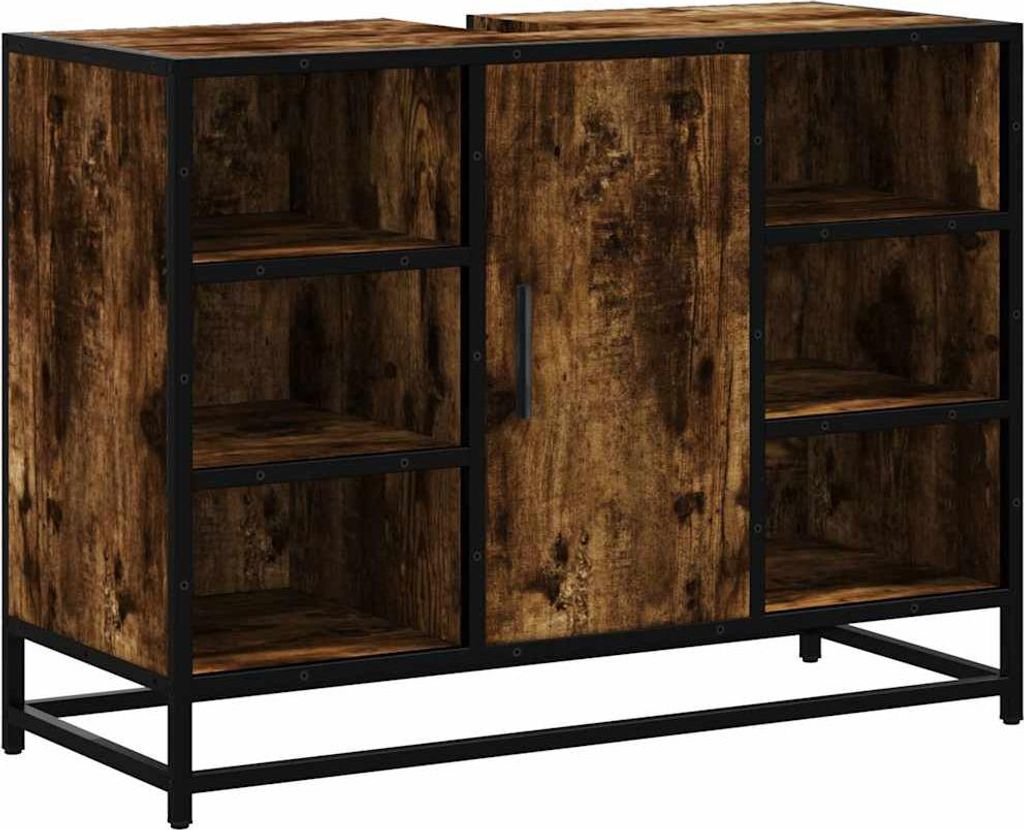 vidaXL Umývadlo Vanity Unit Smoked Oak 80x33x60 cm Drevo Obrázok produktu 