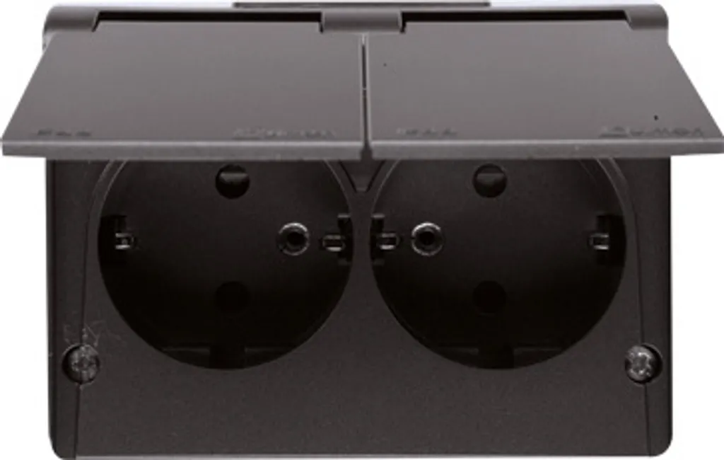 Prise double IP44 saillie pour garage et atelier anthracite mat