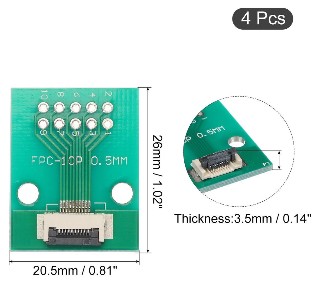 4 Stš¹ck FPC FFC PCB Platine 10P 0.5mm am Sockel Seite Rš¹ckseite 1.0mm bis DIP 2.54mm fš¹r LCD 3D Drucker Kamera DVD TV Laptop