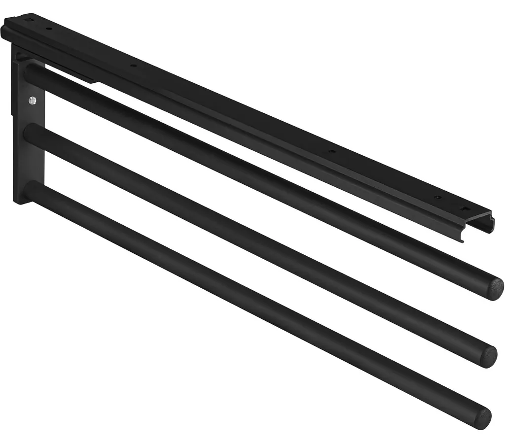 Porte-serviettes 3 bras extensibles noir 46,5 cm pivotant pour armoire
