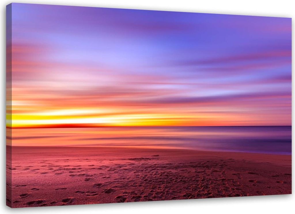 Leinwandbild sonnenuntergang himmel lila 120x80 cm Feeby lila wandbild bereit zum aufhängen