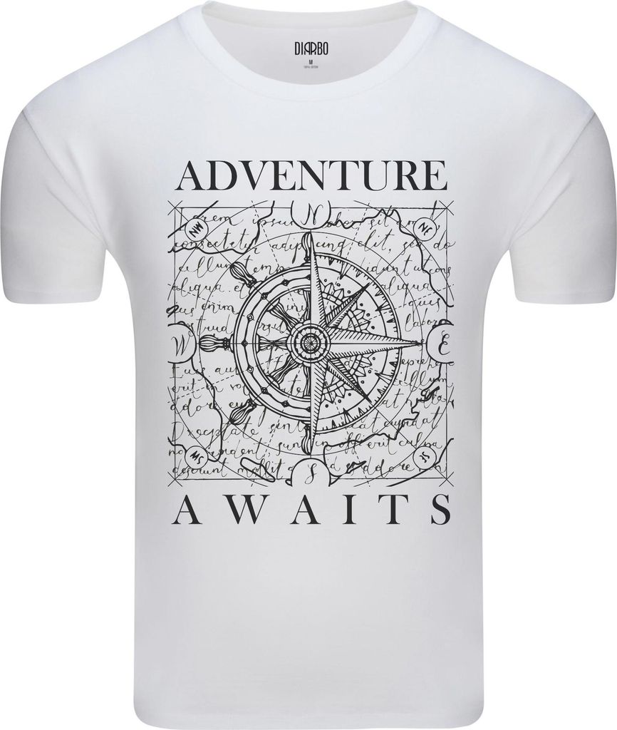 Diarbo Herren T-Shirt mit Meeresdruck Das Segelabenteuer erwartet Sie Weiß Gr.XL