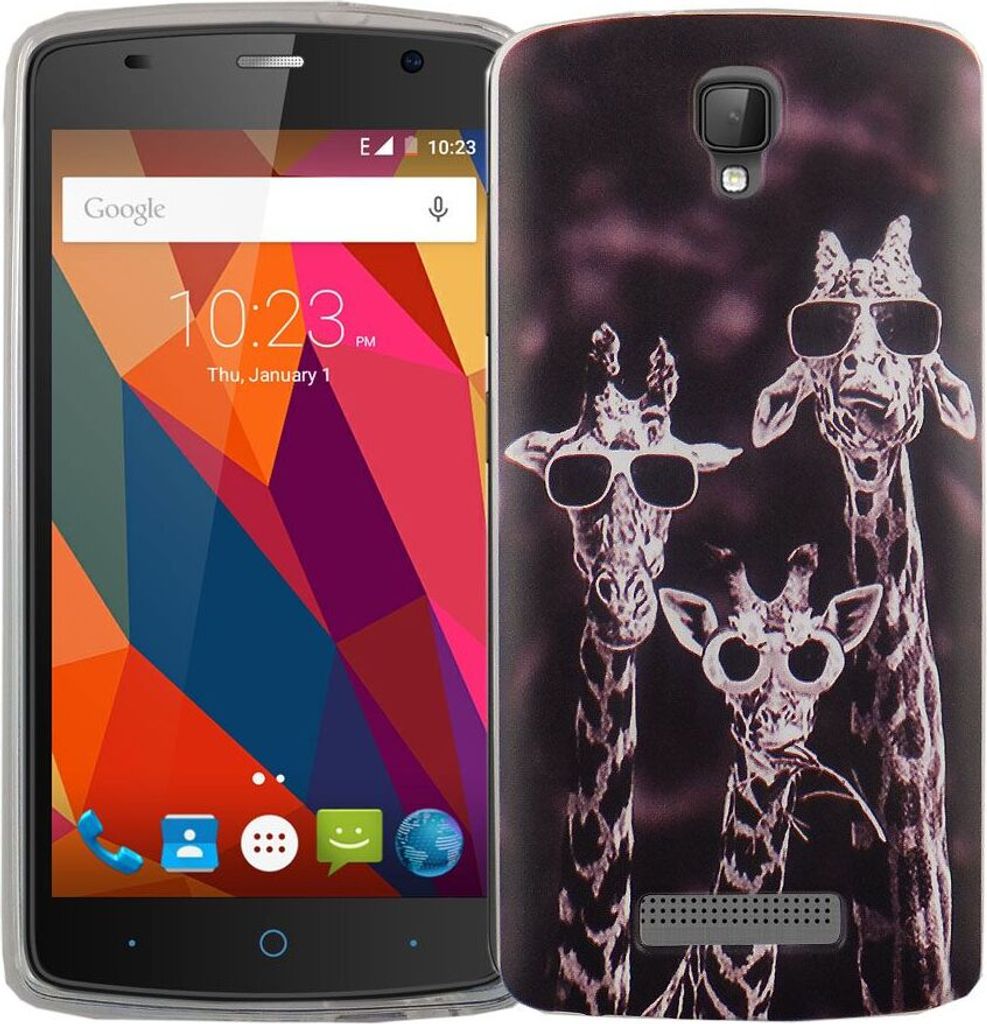 Handy Hülle für ZTE Blade L5 Plus Cover Case Schutz Tasche Motiv Slim Silikon TPU 3 Giraffen