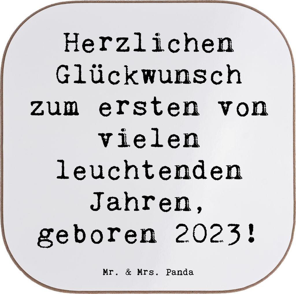 Mr. & Mrs. Panda Untersetzer Glas Spruch 2023 Geburtstag - Weiß - Geschenk, leuchtende Zukunft, Gläser, Happy Birthday, Familienglück, für, Ges...