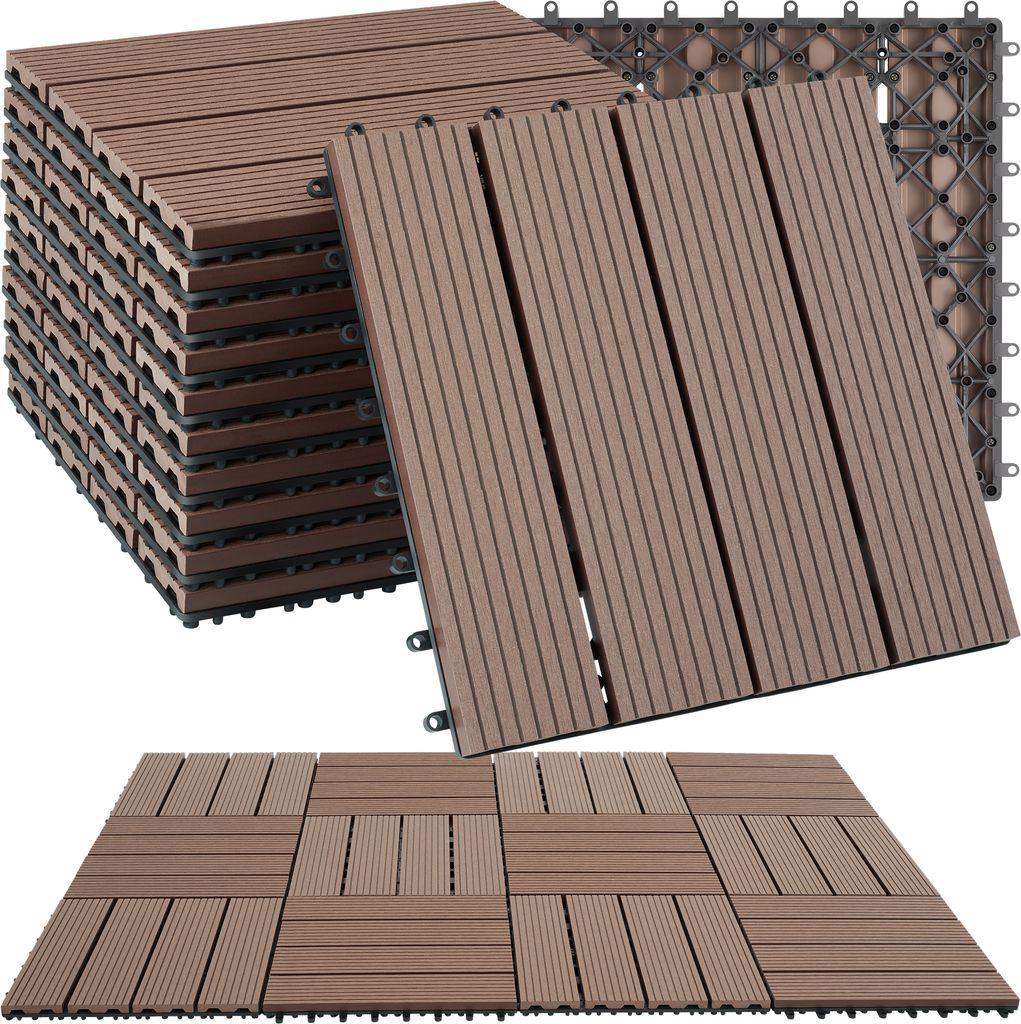 tectake® Terrassenfliesen Tegulas 11er Set im Klicksystem Produktbild 