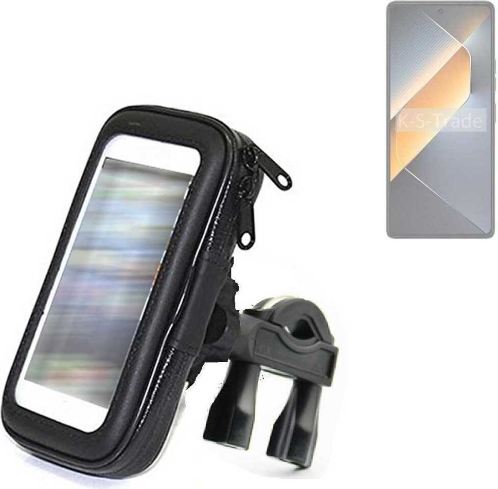K-S-Trade Fahrrad-Halterung kompatibel mit Tecno Pova 6 Handy-Halterung Halter Lenkstange Fahrradhalterung Motorrad Bike Mount Wasserabweisend