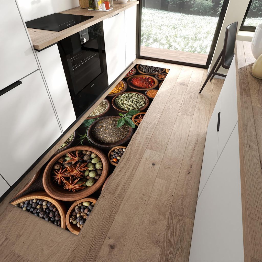 Küchenteppich 60x270cm rutschfest & abwischbar PVC Läufer - Vielfalt Gewuerze