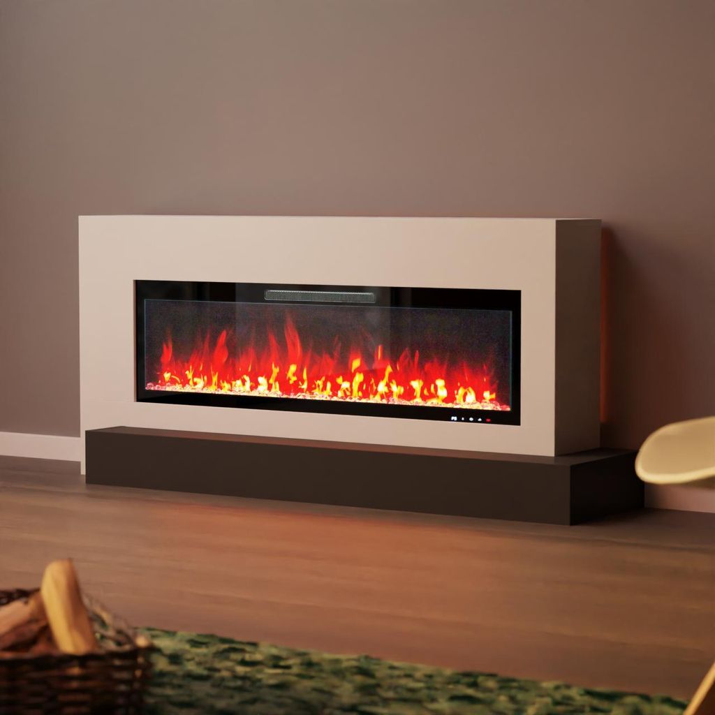 Glow Fire Elektrokamin 'Hestia 127 Rechts Weiss' | LED Standkamin mit Heizung (1500 W) | HxBxT: 75x149x40 cm