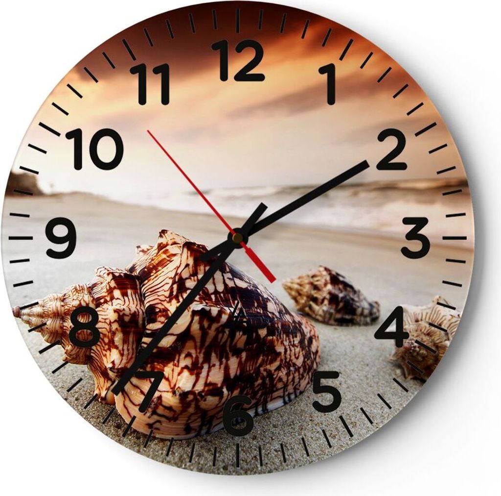Wanduhr - Rund - Glasuhr - Strand schön karibisch bunt - 30x30cm - Schleichendes Uhrwerk - Lautlos - zum Aufhängen bereit - Dekoration Modern - W...