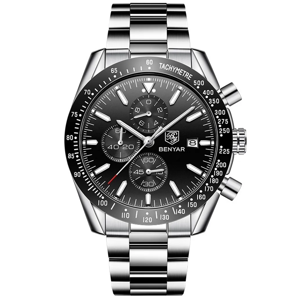 Montre Business Homme Idéale pour le Bureau et les Soirées en Inox Noir