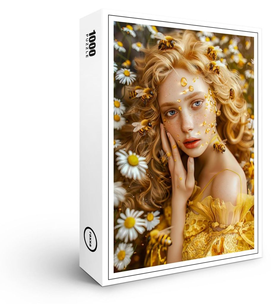 raxxa Premium-Puzzle "Queen Bee Woman Posing with Honeybees and Honey", 1000 Teile