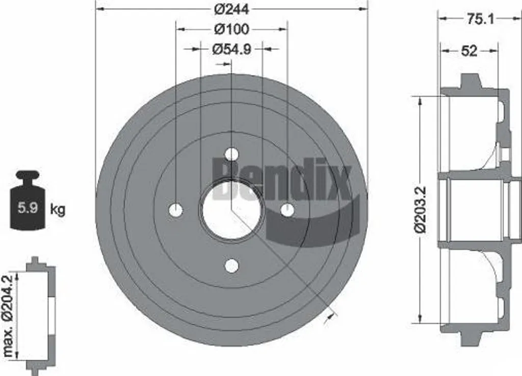 Tambour de frein Bendix BDM1139 OE 432061HA0A pour Nissan Micra