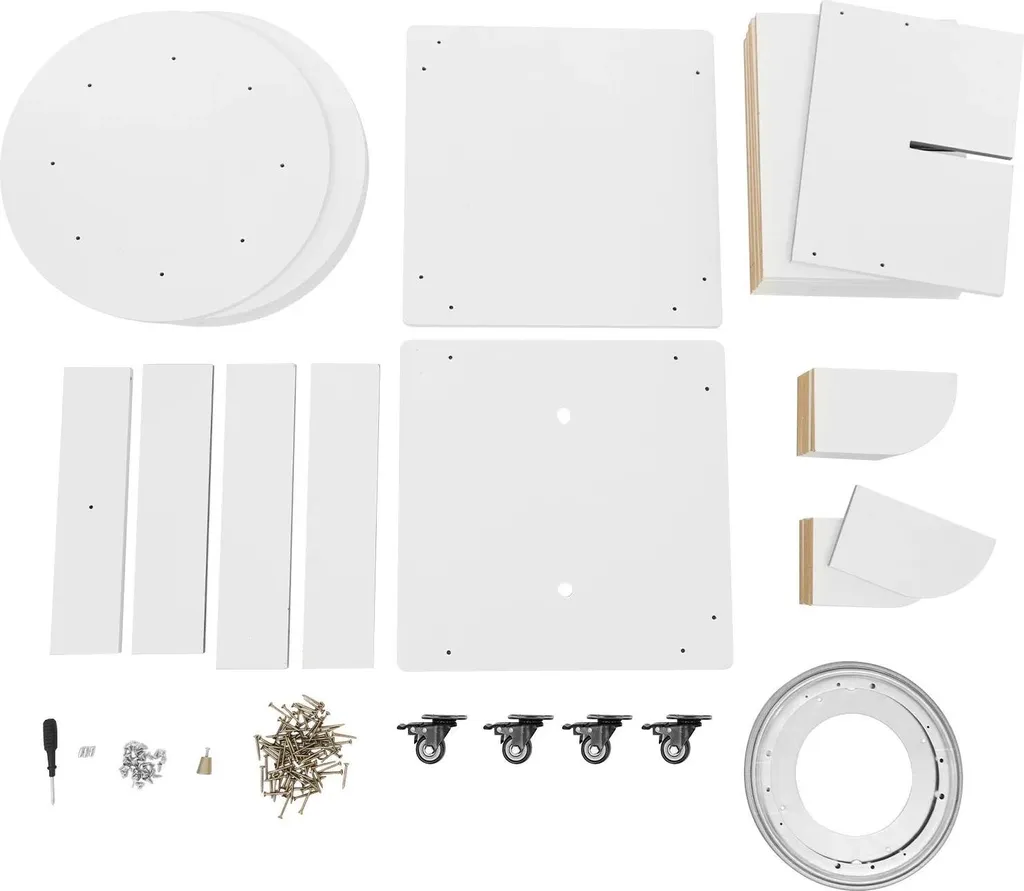 Rangement d'angle pivotant blanc 4 étages - Bibliothèque gain de place