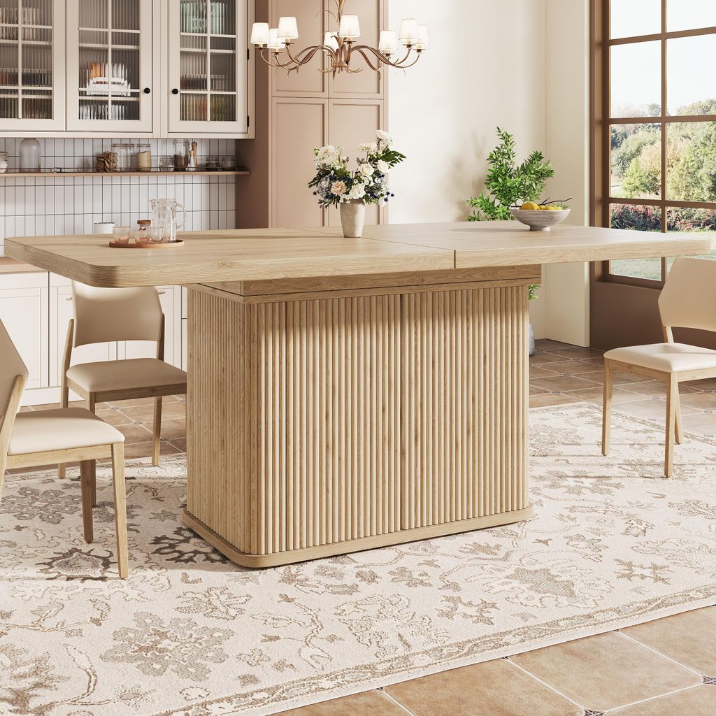 Eettafel met verborgen opbergruimte en een klapbare Productafbeelding 