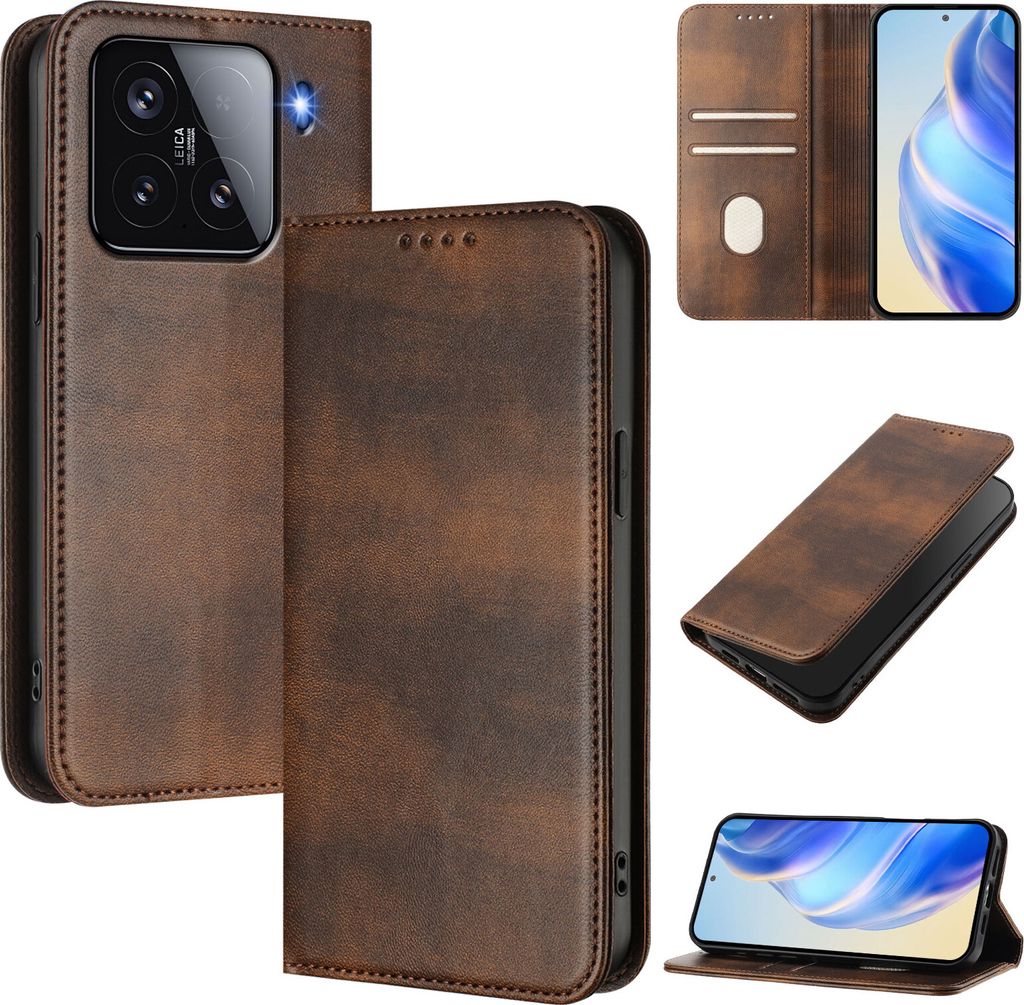 Pouzdro pro Xiaomi 15, vintage kožené pouzdro s RFID Obrázek produktu 