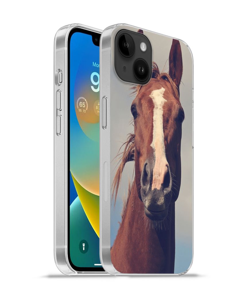 MuchoWow Handyhülle Schutzhülle Hülle für Apple iPhone 14 Plus - Soft case Pferd - Wolken - Porträt Silikon Softcase Handy Hülle - Abbildung