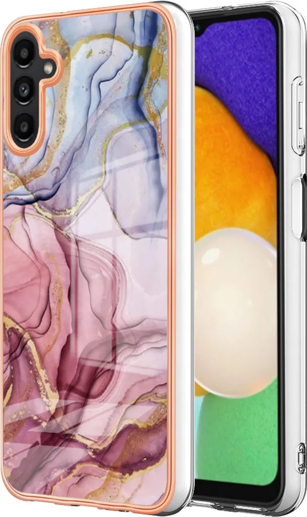Custodia Samsung Galaxy A35 Silicone TPU Oro Rosa con Fantasia Floreale