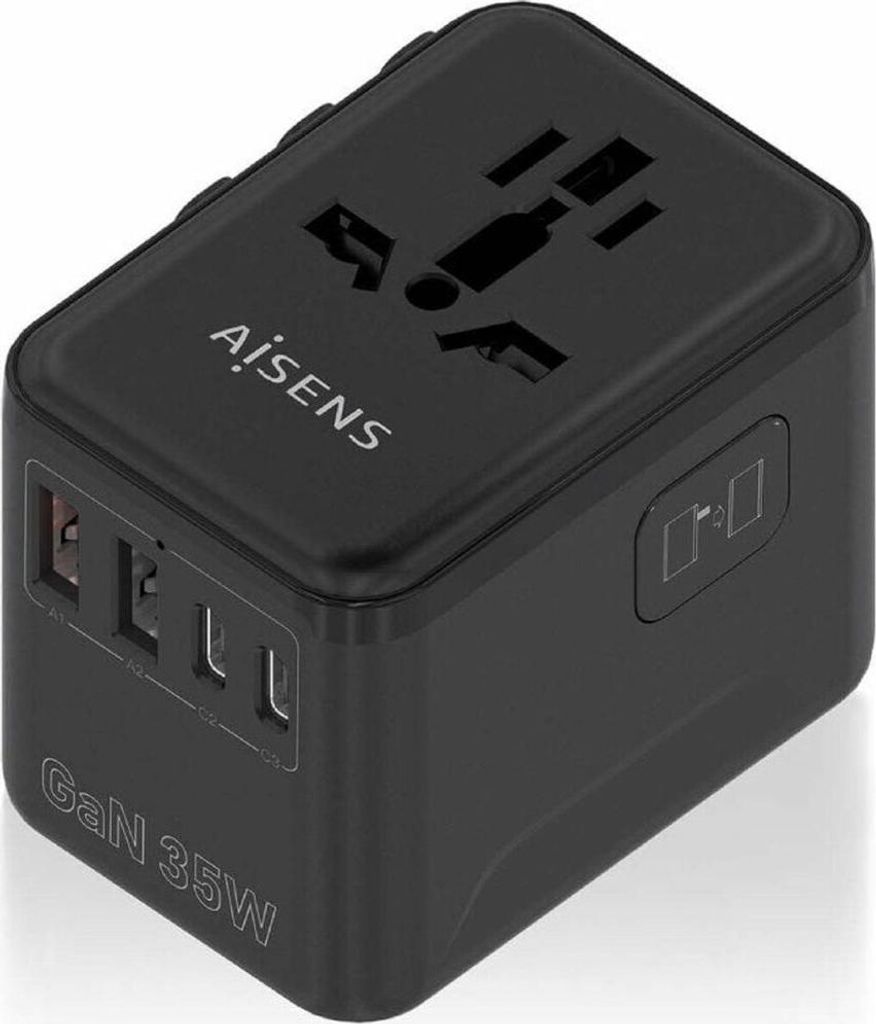 Wandladegerät Aisens ASPS-2A3C09-BK 35 W Schwarz
