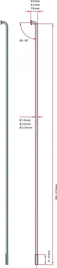 Rayons de vélo DT Swiss Champion 1,8 argent 252 mm pack de 100 unités