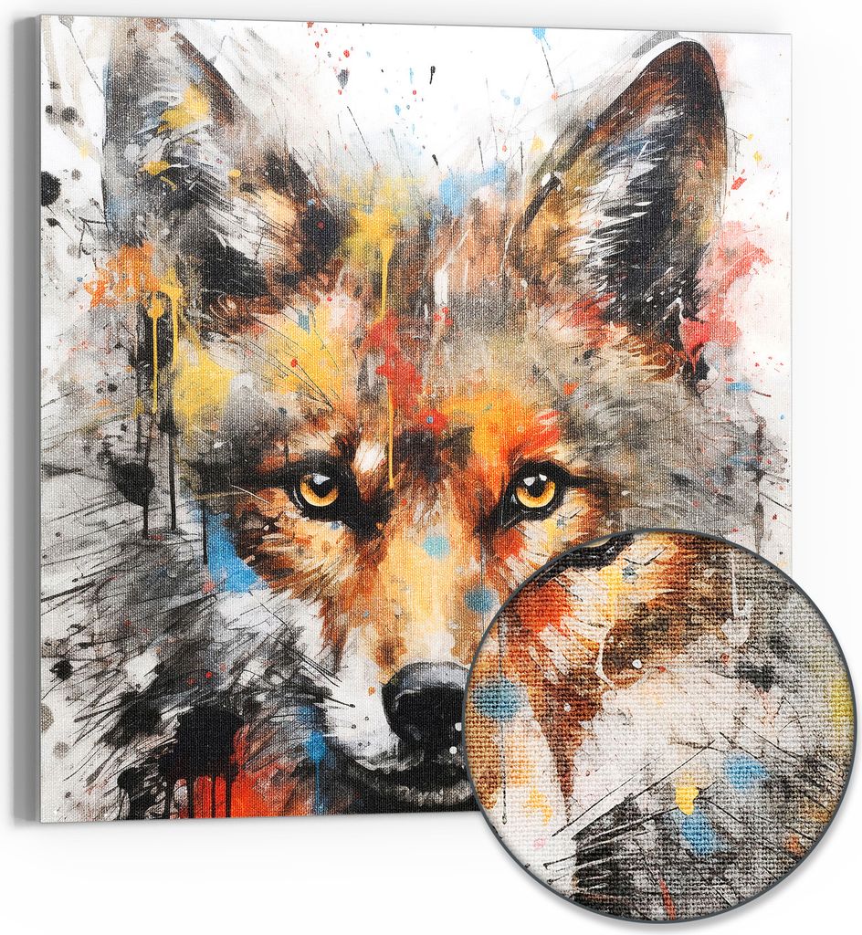 DEQOART Hybrid Leinwand Bild 30x30 cm 'Urbaner Fuchstraum' Wandbild Glas flach modern