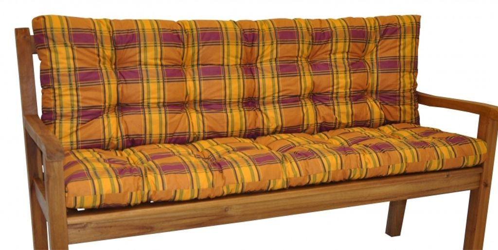 Polstr na zahradní lavičku 150 cm - látka okrová kostka Obrázek produktu 