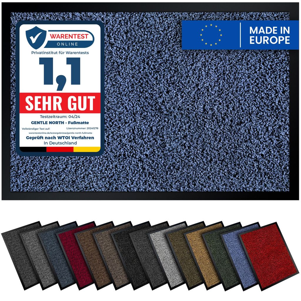 Gentle North Hochwertige Fußmatte blau 40x60 groß für Innen Produktbild 