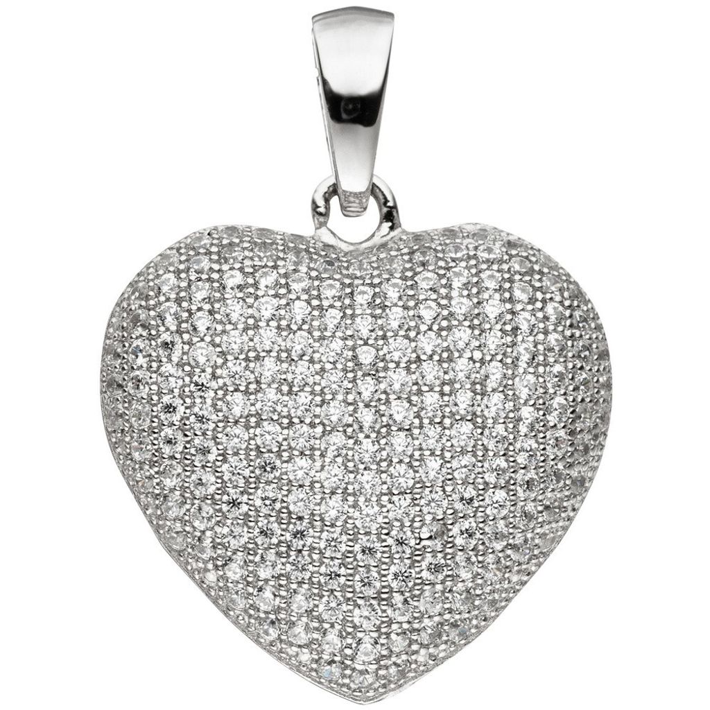 Anhänger Herz mit Zirkonia weiß 925 Silber Halsschmuck Produktbild 