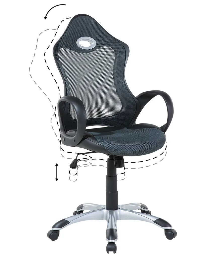 Siège de bureau gris à bascule Beliani avec dossier en maille ventilée